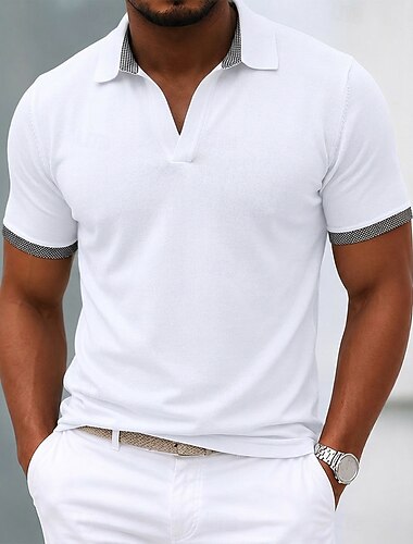  Per uomo 100% cotone Polo Casuale Affari Collare gabbiano Manica Corta Moderno Confortevole A Pois Blocco di colore Traspirante Estate Primavera Vestibilità regolare Blu Bianco Borgogna Blu marino