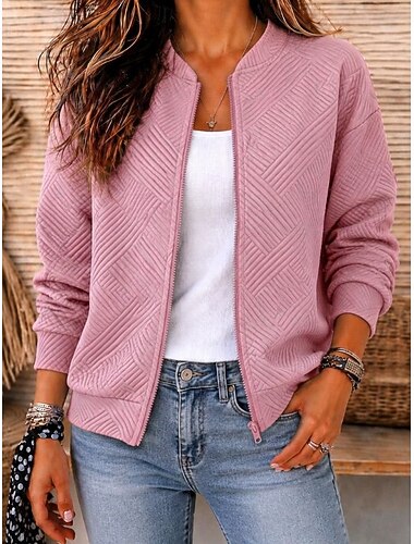  Dames Gewatteerd jasje Vrijetijdsjas Winddicht Houd Warm Zak Open Voorkant Dagelijks Casual Casual Normaal Opstaand Normale pasvorm Lange mouw bovenkleding blauw Zwart Blozend Roze Herfst Winter
