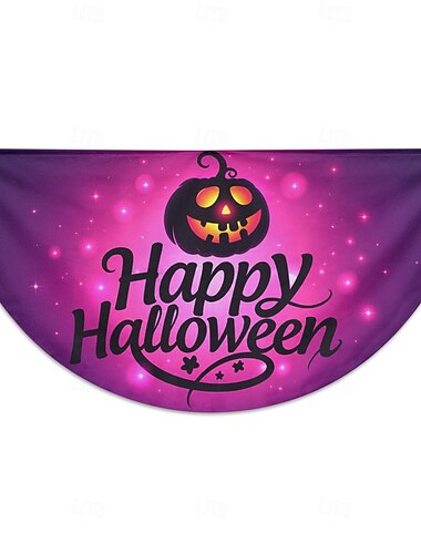  halloween halvrund flaggstavle happy halloween gresskar lilla utendørs veranda rekkverk gjerde festdekorasjon