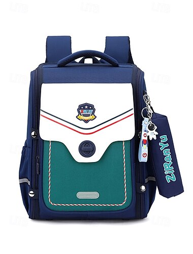  Mochila escolar infantil, mochila ligera de poliéster impermeable, gran capacidad con múltiples compartimentos y estuche para lápices, mochila para niños y niñas de primaria, multicolor, para la