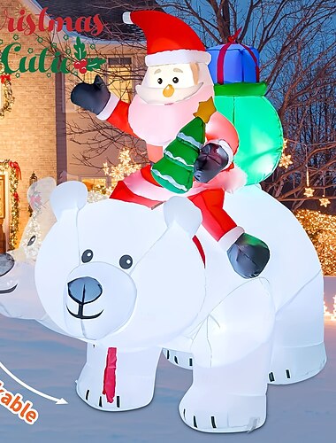  Decorazione di Babbo Natale orso polare, decorazione di Babbo Natale orso polare giocattolo gonfiabile di Natale Babbo Natale e orso polare innovazione moderna