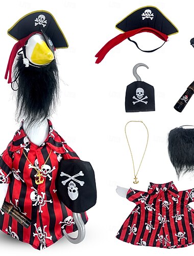 2026 nytt piratkapten 7-delat kostymset för 23 tums verandagås, Halloween cosplay-rekvisita för utomhusdekoration av gåsstaty