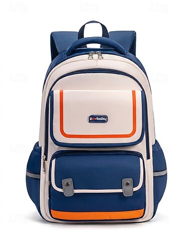  Zaino scolastico per bambini, zaino leggero e impermeabile in poliestere, con scomparti multipli e grande capacità, spallacci imbottiti e traspiranti, rosa, blu e rosso, ideale per la scuola, i viaggi