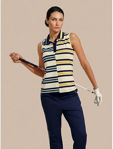 Mulheres Camisa polo de caminhada Amarelo e Verde Sem Manga Colete Roupas femininas de golfe, roupas, roupas, roupas