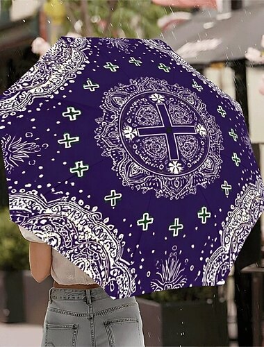  Składany parasol podróżny z nadrukiem kwiatowym, przenośny, automatycznie otwierany i zamykany, chroniący przed słońcem, kompaktowy, wiatroodporny, wodoodporny, z ochroną UV dla mężczyzn i kobiet