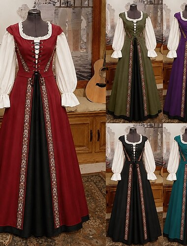  Retro / vintage Victoriansk Kostymer i middelalderstil Kjoler Bluse / Skjorte Maskerade dame Viking Outlander Store størrelser Kostyme Dame Royal Halloween Karneval Maskerade Fest Halloween Voksne