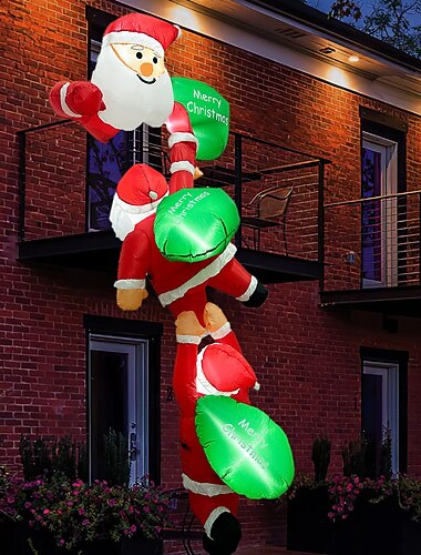  Décoration gonflable de Noël suspendue de 2,4 m, Père Noël gonflable à escalader avec LED intégrée pour les fêtes de Noël, à utiliser à l'intérieur, à l'extérieur, dans la cour, le jardin ou sur la pelouse.