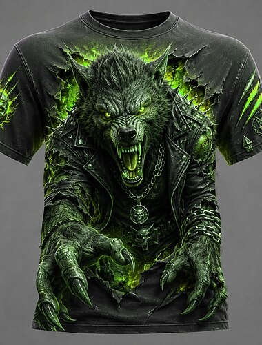  Homme Loup Garou T-shirt Manche Courte T-shirt Impression 3D Col ras du cou Chemise Sombre Occasionnel Quotidien Rue Bleu Rouge Vert Été Printemps Vêtement Tenue S M L XL 2XL 3XL