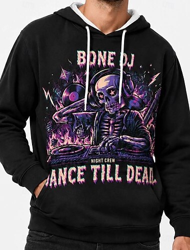  Halloween Trui met capuchon Doodskoppen Bone DJ Skelet Gotisch Spooky Street Style Grafisch voor Voor heren Volwassenen 3D afdrukken  voor Halloween Carnaval Feest Casual / Dagelijks