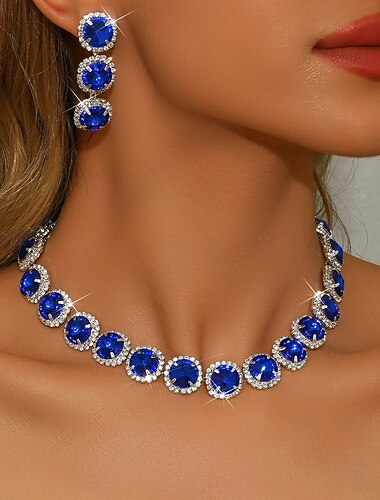  Set di Gioielli 2 Cromo 1 Collana Orecchini Per donna Moda Parure di gioielli Per Feste