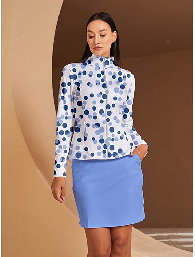  Damen Golfjacke Blau und Weiß Langarm Oberteil Damen-Golfkleidung, Kleidung, Outfits, Kleidung