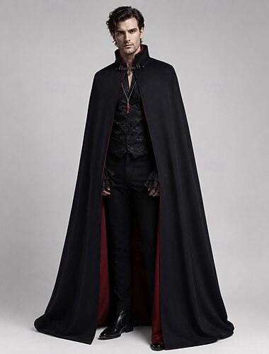  Góticas Medieval Renascentista Longo Capa com acessórios Vampiros Bordado Fantasia Fantasia Real Dia Das Bruxas Carnaval Festa feira renascentista LARP Adulto Capa Colares