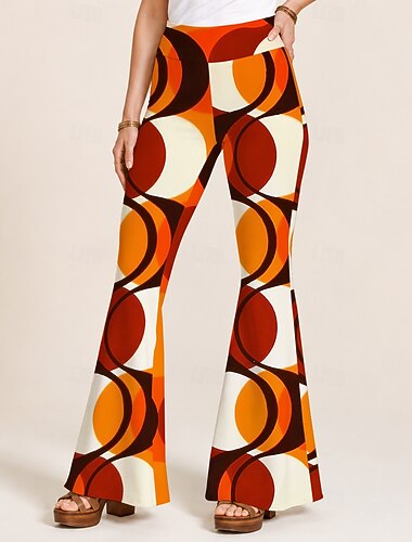  Retro vintage Hippie Jaren '70 Bell Bottom broek uitlopende legging Uitlopende broek Hippie Schijf Meetkundig Psychedelisch Wijd uitlopend Kostuum Dames Carnaval muziekfestival Retro themafeest