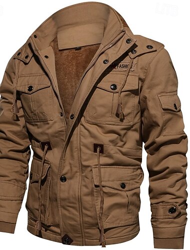  Per uomo Cappotto Invernale Giacca Invernale Giacca da Lavoro Quotidiano Streetwear Caldo Stile Vintage Autunno Inverno Tinta unica Cotone Verde militare Nero Kaki Giacca