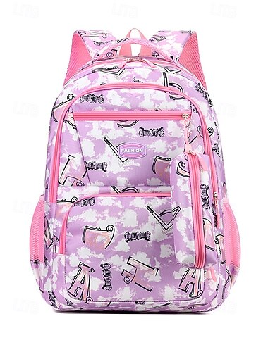  Mochila para niñas con estampado de grafiti, conjunto de 2 piezas, varios colores, mochila escolar ligera de poliéster resistente al agua con estuche para lápices, mochila de gran capacidad con