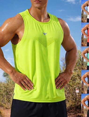  Voor heren Effen Training tanktop Hardlooptanktop Sporttop Zomer Mouwloos Sneldrogend Vochtregelerend Ademend Sportschooltraining Wandelen Joggen Donker Grijs fluorescerend groen Zwart Sportkleding