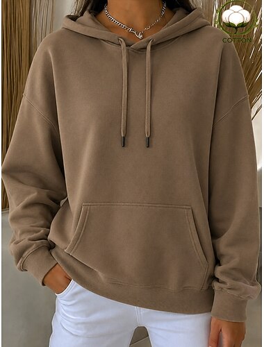  Mujer Sudadera con capucha Pullover Punk Casual Manga Larga Con Capucha Tops regulares Casual Hogar Calle Azul Piscina Negro Rosa Rojo Marrón Primavera Otoño Invierno