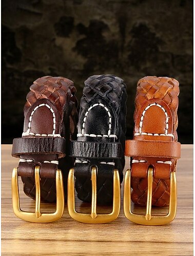  Cintura da uomo in vera pelle intrecciata, cintura casual regolabile in tessuto per jeans, pantaloni chino e pantaloncini, cintura estiva multicolore per lavoro, viaggi, golf, vacanze e weekend.