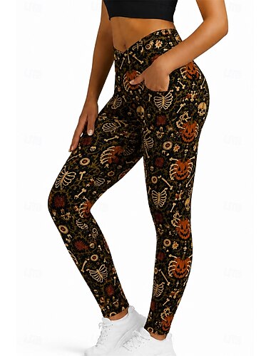  Halloween Leggings Pantalons de Yoga Crâne Potiron Squelette Gothique Fantasmagorique street style Graphique pour Femmes Adulte Impression 3D  pour Halloween Carnaval Décontracté Quotidien Gymnases
