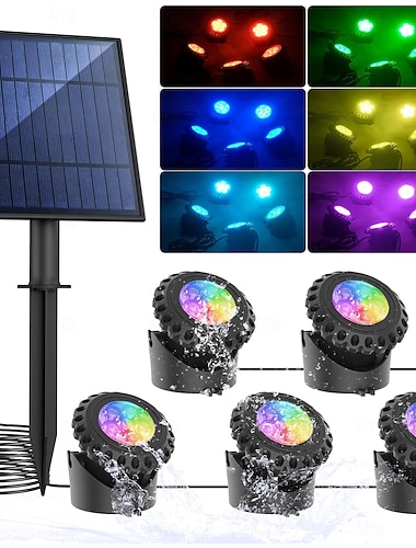  Luci solari per laghetto, luci solari subacquee RGB per laghetto, luce sommergibile sostenibile IP68 impermeabile per laghetto, giardino, patio, fontana, piscina, decorazione di cascate