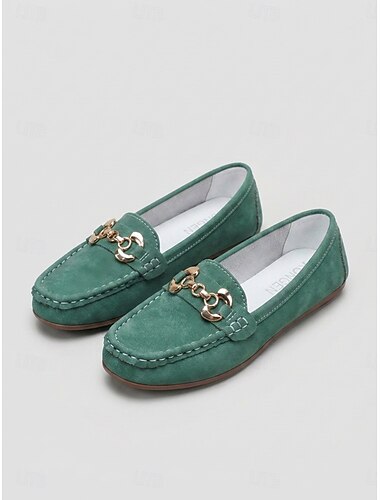  Roze instappers voor dames met metalen kettingdecoratie - casual mocassins voor een wandeling op het platteland of dagelijks gebruik in de stad. &vakantieoutfits