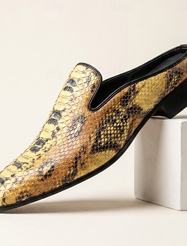  Echte leren herenschoenen met slangenprint en gesp, luxe formele zakelijke schoenen voor heren, geschikt voor bruiloften, banketten, kantoor en mode-evenementen.