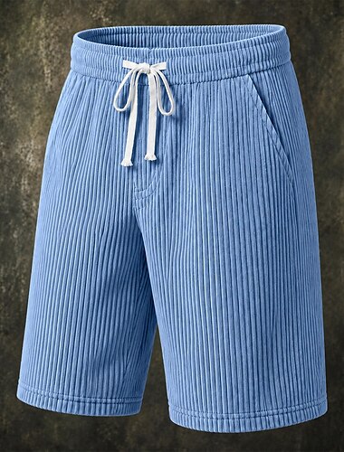  Herre Komfort i midjen Shorts Casual shorts Corduroy shorts Lomme Elastisk midje عادي Vertikale striper Komfort Pustende Knelengde Avslappet utendørs Strand Ferie Mote Hvit Kakifarget Mikroelastisk