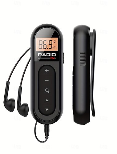  Rádio FM portátil, pequeno rádio de bolso com tela LCD retroiluminada. &Clipe para as costas, mini rádio FM Walkman com fones de ouvido, som estéreo, sintonização digital, ótimo para caminhadas,