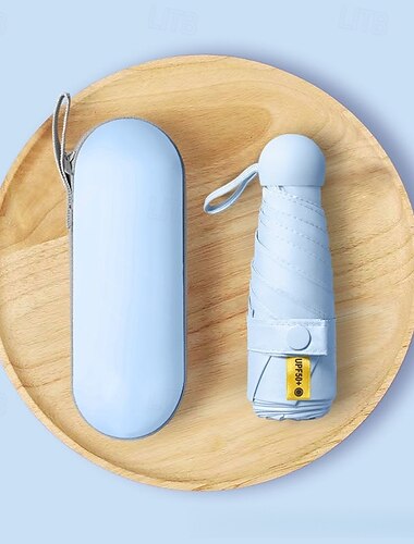  Mini ombrello da viaggio compatto, ombrello a capsula ultraleggero pieghevole in 5 parti con protezione UV, ombrello parasole manuale portatile per uomo e donna, piccolo ombrello antipioggia