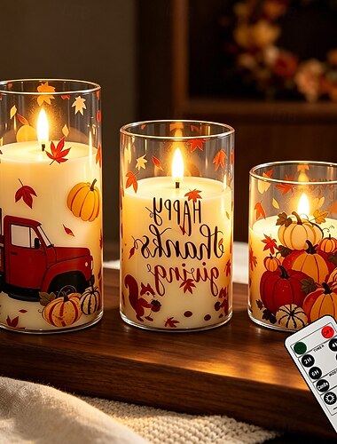  Kaars Zonder koorden Thanksgiving Day Halloween AAA-batterijen aangedreven 3 stuks