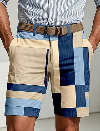  Voor heren Ruitjes Kleurblokkering korte broek Casual korte broek Golfshorts Medium Taille Zakelijk informeel Werk Golf Strandvakantie Platte shorts met 4 zakken Ontwerper Kleding