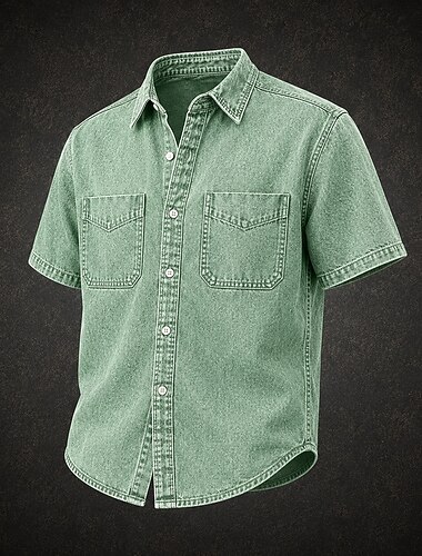  camicia da uomo softfade™ camicia casual camicia cargo camicia in denim camicia acid wash capo tinto manica corta camicia semplice colletto casual quotidiano tasca frontale abbigliamento abbigliamento