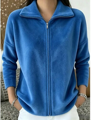  Damen Kapuzenshirts Warm Lässig Langarm Hoher Ausschnitt Lange Oberteile Lässig Heim Arbeit Blau Weinrot Schwarz Orange Grün Herbst Winter