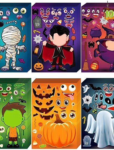  100 Halloween-stickers voor kinderen en peuters, knutselwerkjes, stickers voor snoepzakjes, cadeautjes voor in de kerstsok, spelletjes, geschikt als Halloween-feestcadeautjes voor kinderen en peuters.