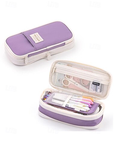 Veelkleurig etui voor studenten, waterdicht, uitbreidbaar polyester etui met dubbele ritssluiting, grote opbergruimte met meerdere vakken voor schoolspullen, lessen en examens. & reis
