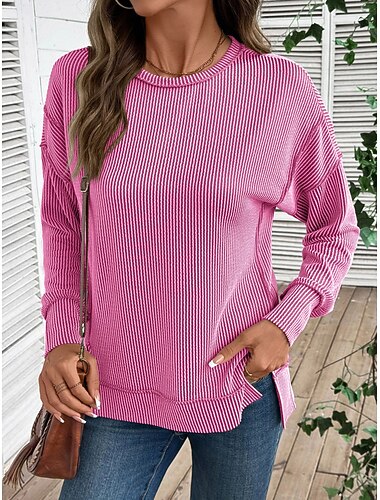  Per donna Felpe con cappuccio Semplice Elegante Moderno Manica Lunga Girocollo Top Regolari Casuale Lavoro Rosa Viola Marrone Verde Primavera Autunno Inverno