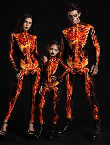  combinaison Combinaison Intégrale Crâne Squelette Déguisement effrayant Enfant Adulte Homme Femmes Garçons Halloween Carnaval Le jour des morts Club Soirée Performance Se déguiser