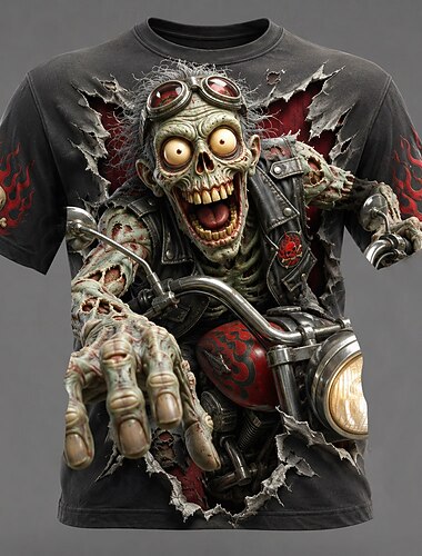  Halloween Herren Schädel Zombies Knochen T Shirt Kurzarm T-Shirt 3D-Druck Rundhalsausschnitt Hemd Gotisch Straße Dunkle Party Schwarz Purpur Grün Ganzjahres Bekleidung S M L XL XXL XXXL