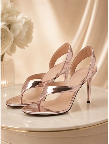  Metallic-rosafarbene Stiletto-Sandalen für Damen, elegante Schuhe für Hochzeitsgäste bei Gartenhochzeiten &Feierlichkeiten im Freien