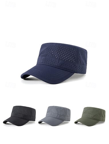  herr, andningsbar, snabbtorkande militärmössa, lätt, perforerad polyester, justerbar kadettmössa i flera färger för sommarresor, vandring, fiske, golf, camping &dagligt slitage