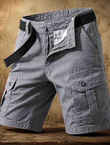  Herr Cargobyxor Cargo-shorts Shorts 100% Bomuld Casual shorts Ficka Elastisk midja Slät Knelängd Ledigt Utomhus Streetwear Mode Streetwear Blå Kaki Oelastisk