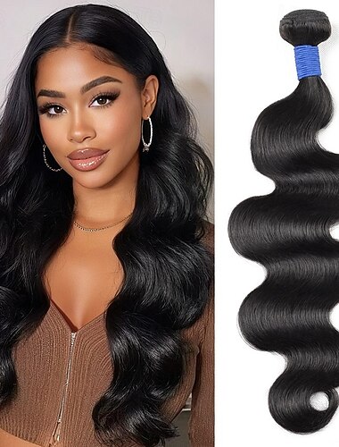  Echthaar-Extensions in Naturfarbe mit Body Wave, 1 Bündel, 25-70 cm