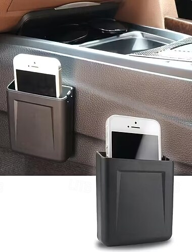  Set van 2 zelfklevende opbergdozen voor in de auto, universeel opbergvak voor in de middenconsole van de autodeur, telefoonhouder voor in de auto, organizer voor kleine spullen zoals sleutels, pasjes
