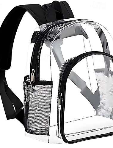  Mini sac à dos transparent pour enfants, petit sac d'école transparent homologué pour les stades, pour filles et garçons, sac de voyage sécurisé en PVC avec poches en filet