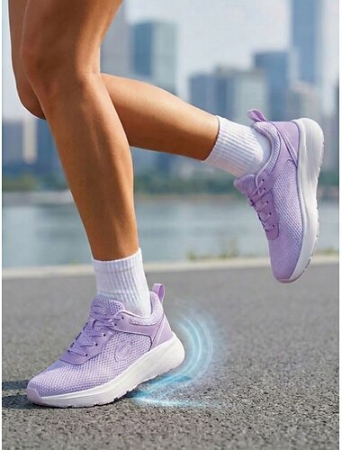  Paarse lichtgewicht hardloopschoenen voor dames, ademende mesh sportschoenen met demping voor de sportschool, wandelen, hardlopen en training. &alledaags comfort