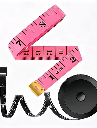  60 Zoll weiches Maßband &Einziehbares Maßband, doppelseitiges Vinyl-Maßband für Körpermaße, Nähen, Schneiderei, Stoff, Basteln, Stricken und Gewichtsabnahme, rosa, weiß, blau