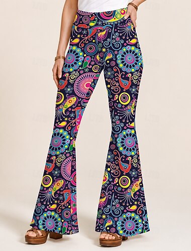  Retro vintage Boho Jaren '70 Bell Bottom broek uitlopende legging Uitlopende broek Hippie Schijf Paisley Tribal Kostuum Dames Halloween Carnaval muziekfestival Retro themafeest Volwassenen Broeken