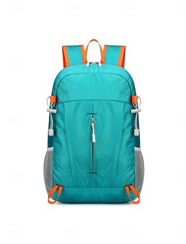  Zaino da trekking leggero turchese per uomo e donna, zaino da esterno pieghevole con tasca frontale con cerniera, tasche laterali in rete e stile sportivo casual per viaggi, campeggio ed escursioni