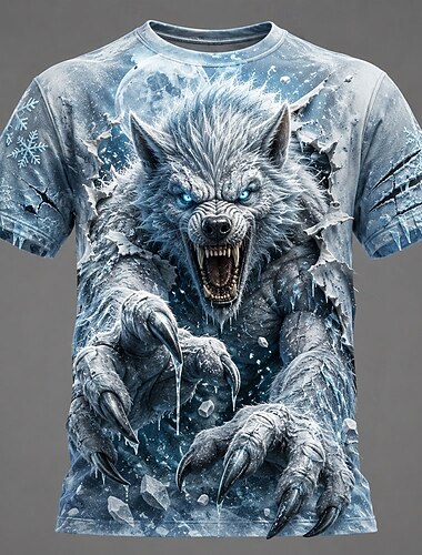  Homme Loup Garou T-shirt Manche Courte T-shirt Impression 3D Col ras du cou Chemise Sombre Occasionnel Quotidien Rue Bleu Vert Gris Été Printemps Vêtement Tenue S M L XL 2XL 3XL