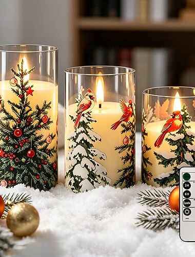  Kaars Zonder koorden Afstandsbediening Kerstmis AAA-batterijen aangedreven 3 stuks